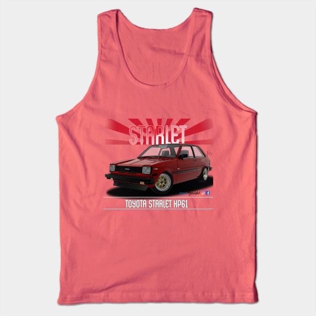 Toyota Starlet KP61 Red Tank Top by PjesusArt